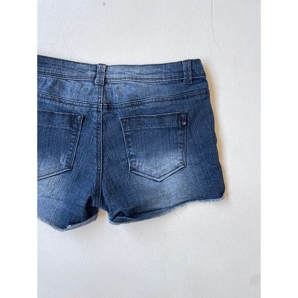 Vtg Y2K L.E.I. Ashley Low Rise Faded Blue Denim Micro Shorts Jorts Junior 11 - Picture 5 of 7